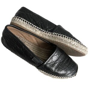 100% Authentic GUCCI Leather Espadrille Loafers Size 39